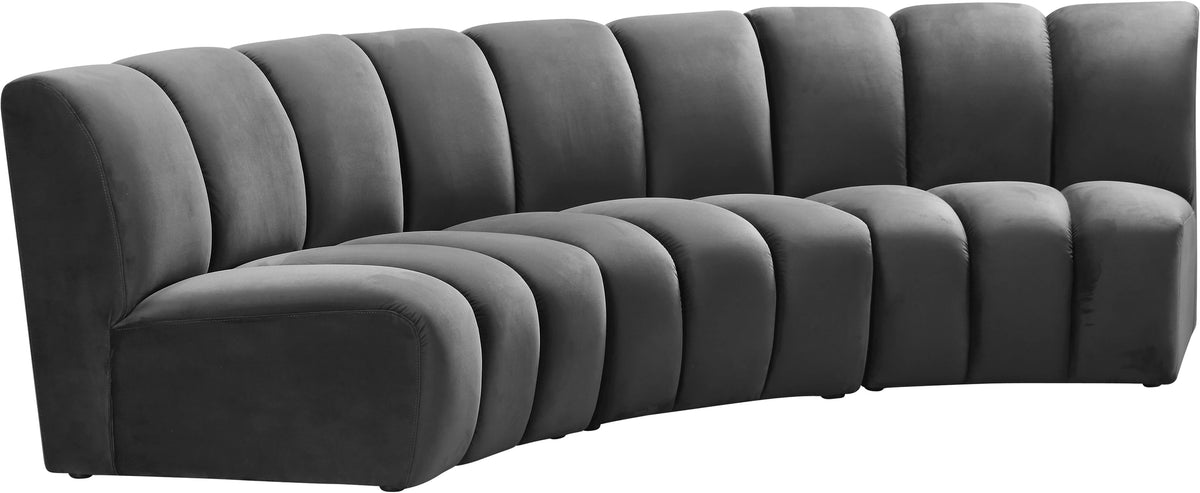 Infinity Grey Velvet 3pc. Modular Sectional