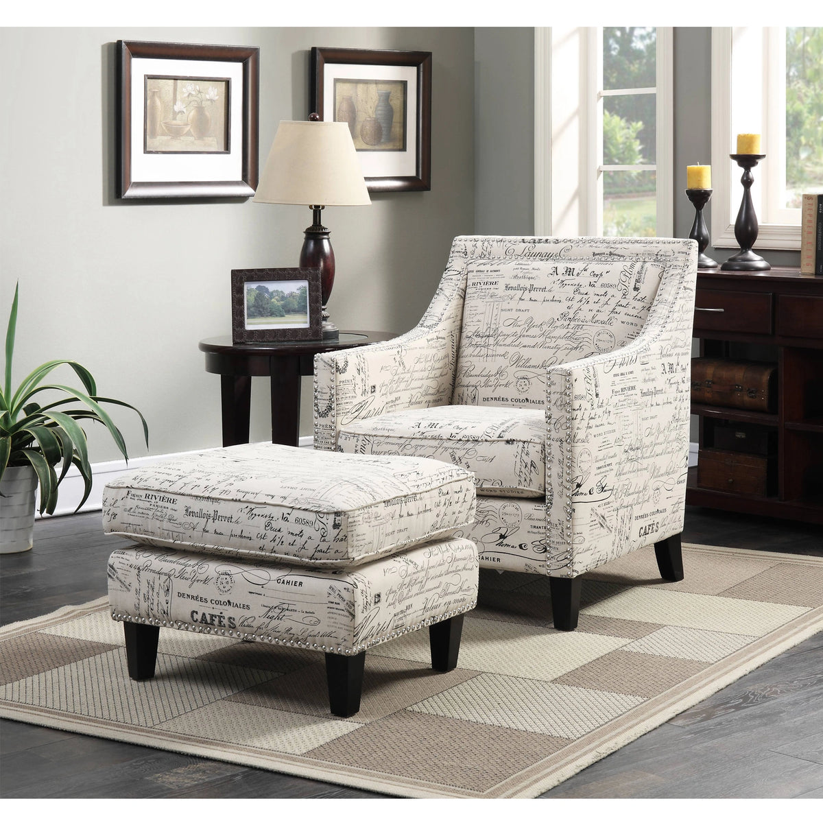 Erica 497 Ottoman W/Chrome Nail (ISTA 3)