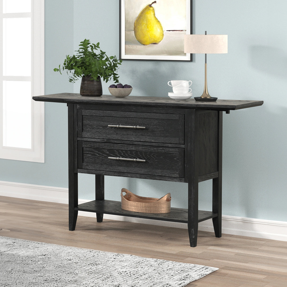 Sable Crest Drop Leaf Server-Black