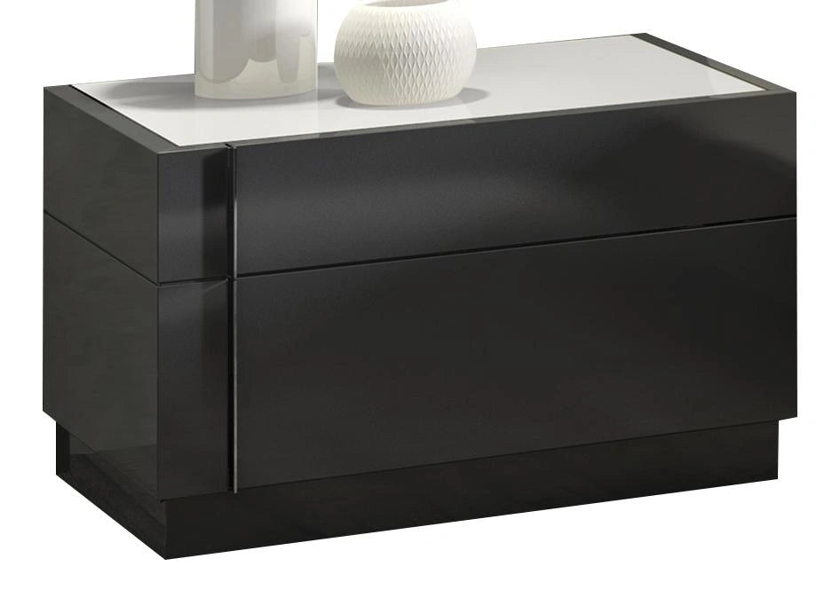 J&M Braga Nightstand Left in Grey Lacquer