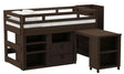 Elements International Cali Kids Twin Junior Loft Bed with Staircase, Storage and Desk in Brown image