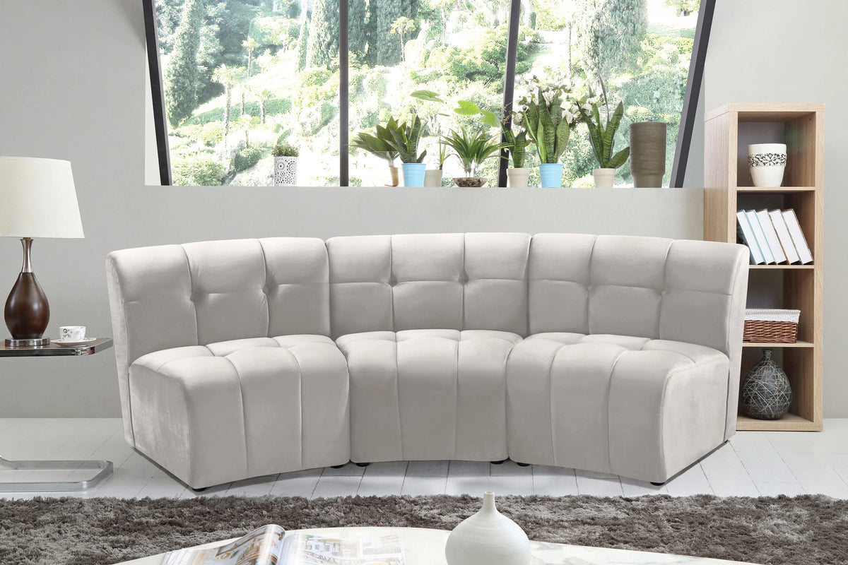 Limitless Cream Velvet 3pc. Modular Sectional