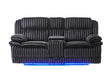 U8686 Black Pwr Console Rec Loveseat with LED and Hidden Drawer