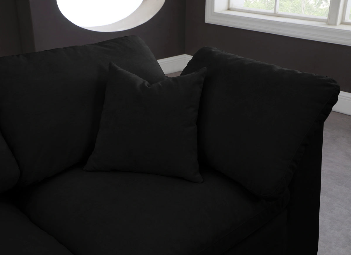 Cozy Black Velvet Cloud Modular Sectional
