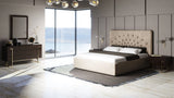 Moontide - Glam Beige Velvet and Brushed Brass Bed