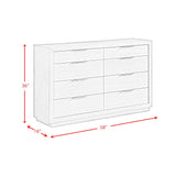 Arcadia 8-Drawer Dresser in Grey