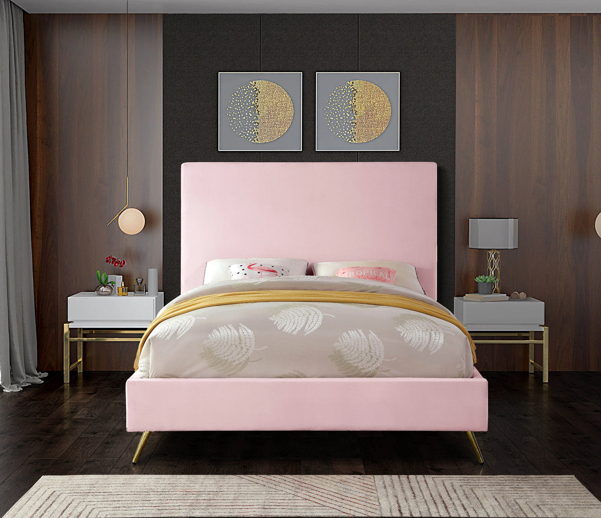 Jasmine Pink Velvet King Bed