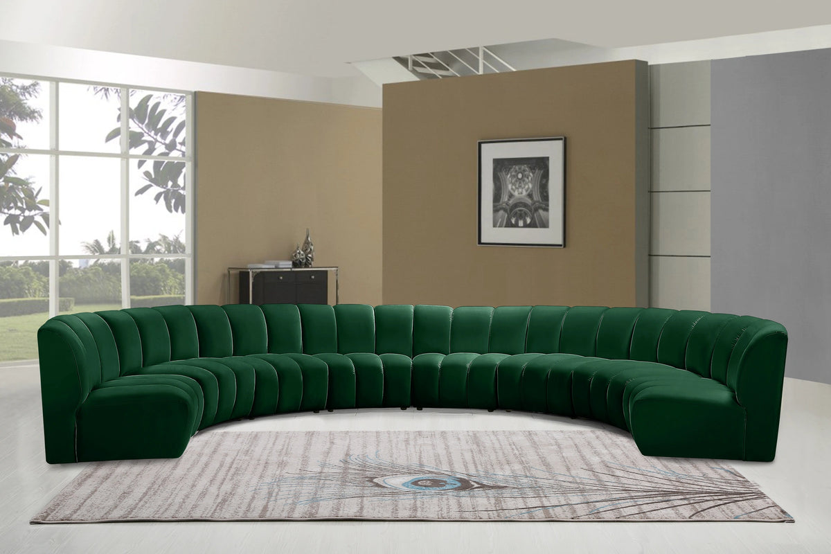 Infinity Green Velvet 8pc. Modular Sectional