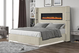 Galaxy Home Lizelle King Bed in with Ambient Lighting in Beige