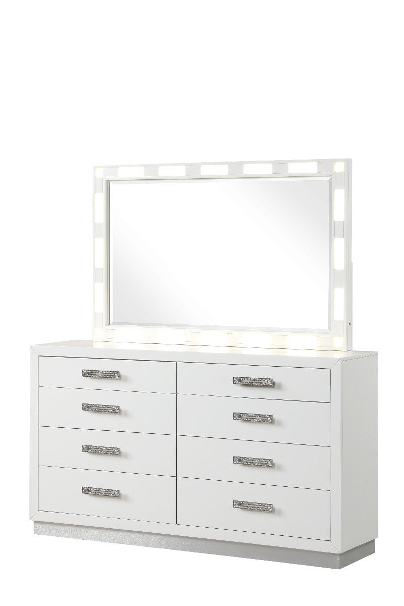 Galaxy Home Coco Solid Wood Mirror Milky White