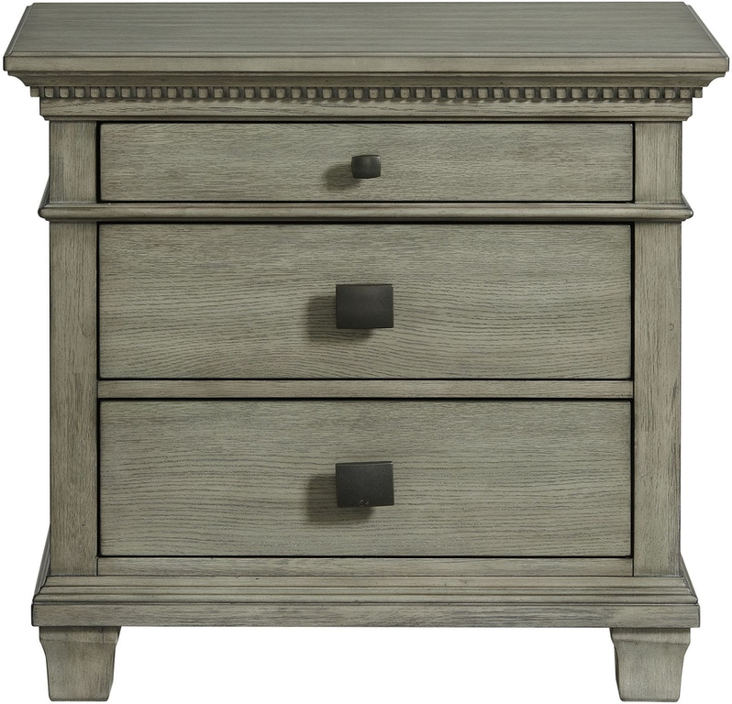 Elements International Crawford 3 Drawer Nightstand in Gray image