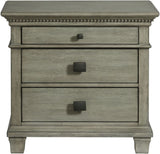 Elements International Crawford 3 Drawer Nightstand in Gray image