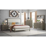 Elements International Versailles King Upholstered Panel Bed in Grey