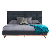 Addison +Soria - Mid-Century Modern Grey Fabric + Walnut 4-Piece Bedroom Set