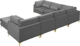 Julia Grey Velvet Modular Sectional (7 Boxes)