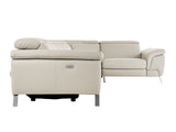 Mini Wonder - Italian Modern Grey Leather Sectional Sofa with Left Facing Recliner