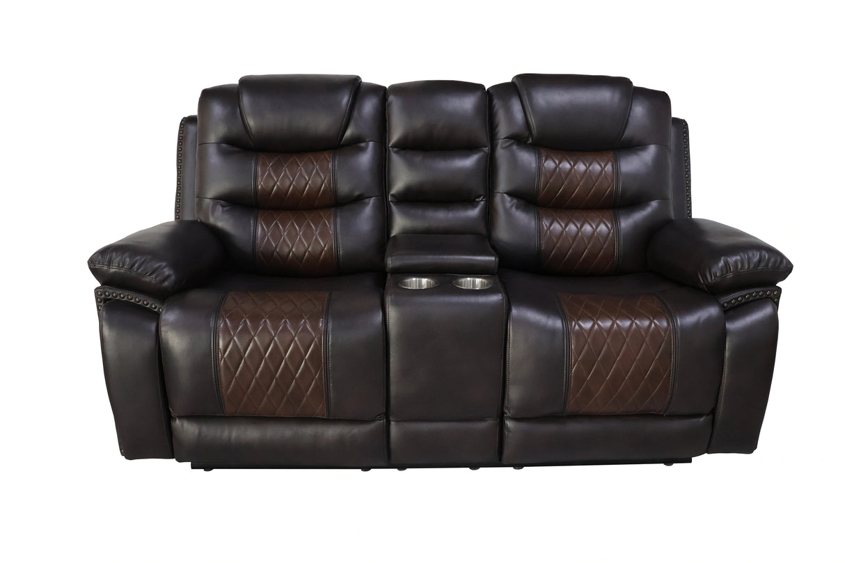 Nikko Console Loveseat W/Pwr Fr-Brown