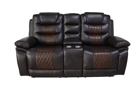 Nikko Console Loveseat W/Pwr Fr-Brown