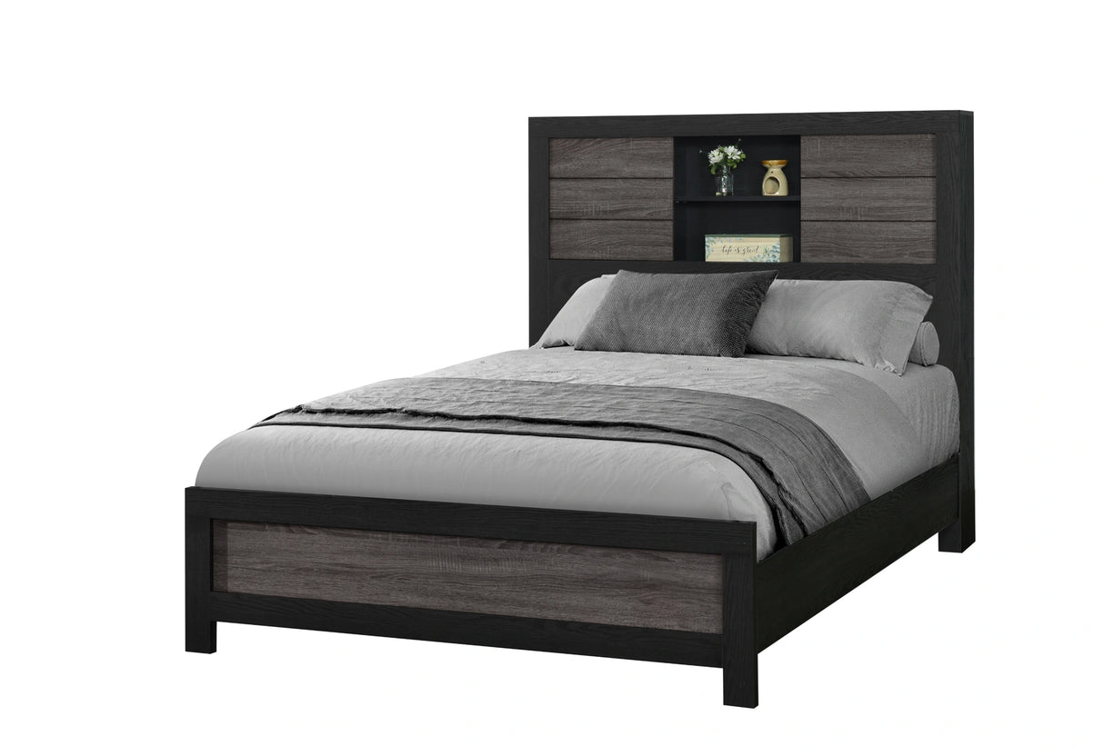 Lisbon Grey/Black Bookcase Bed