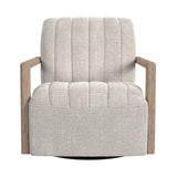 Blaze Swivel Chair in Laurence Cream with Natural Arm