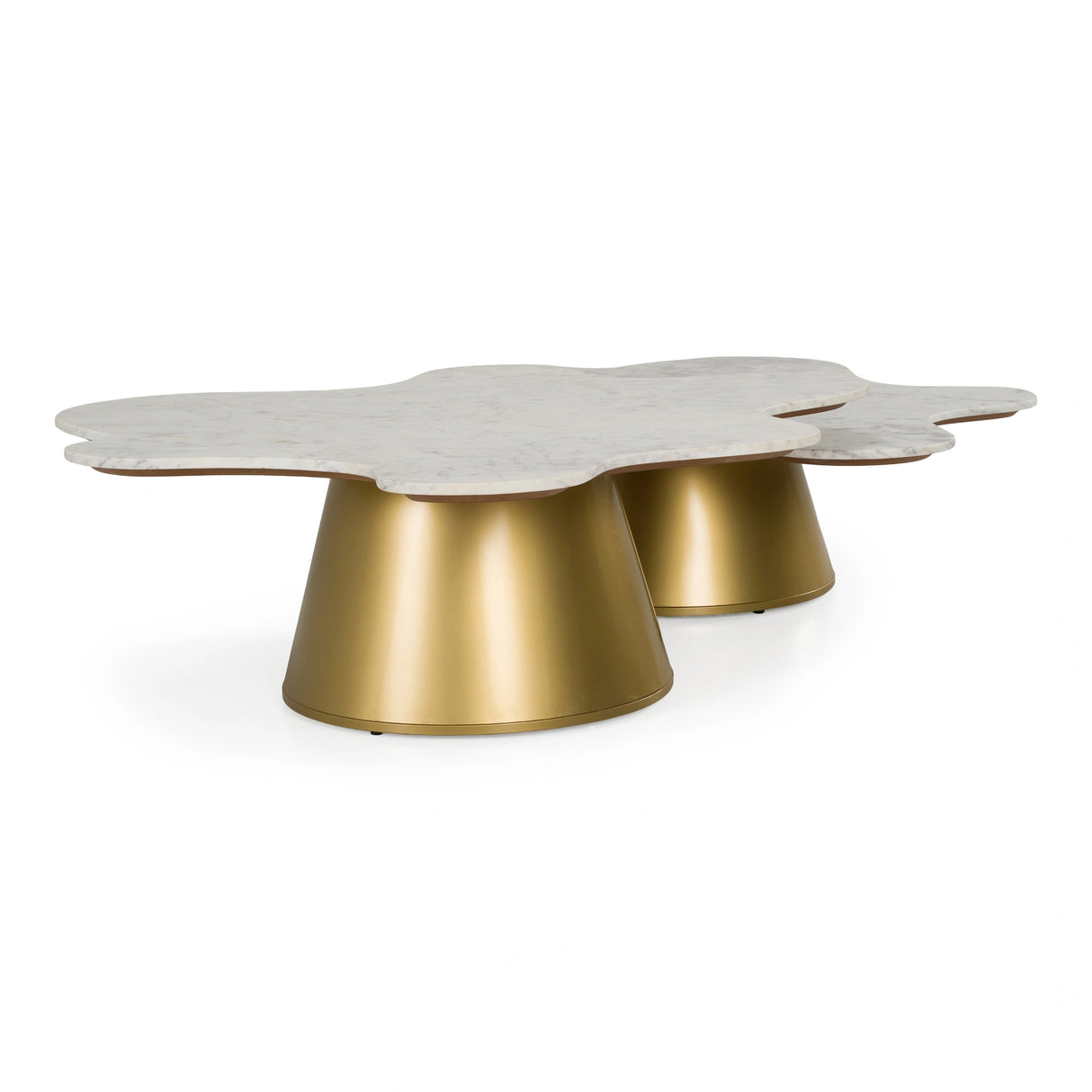 Gabbro - Glam White Marble + Gold Nesting Coffee Table Set
