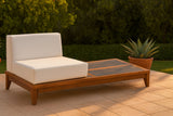 Rio Off White Waterproof Fabric Outdoor Patio Modular Chair w/ Integrated Table