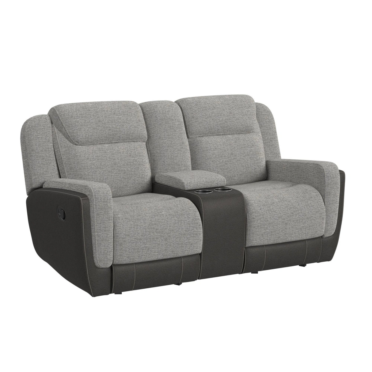 Hornet Motion Glider Loveseat with Console in Rancho Grey