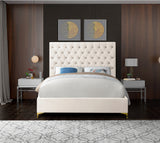 Cruz Cream Velvet King Bed