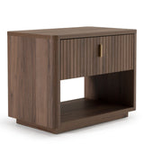 Rousey + Roma - Modern Taupe Fabric + Walnut 4-Piece Bedroom Set