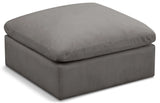 Plush Grey Velvet Standard Cloud Modular Ottoman