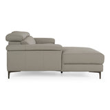 Meidas - Modern Light Grey Leather Sectional Sofa + 2 Recliners - Left Facing Chaise
