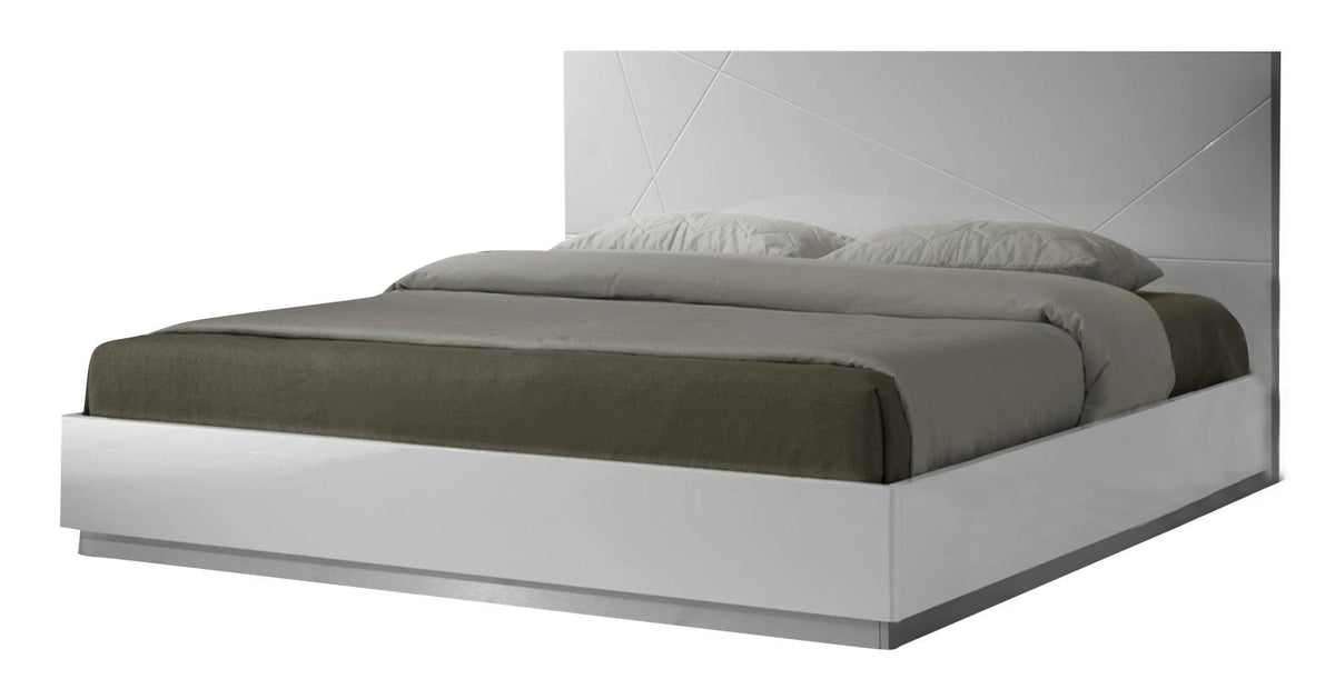 J&M Naples Twin Platform Bed in White Lacquer