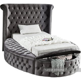 Luxus Grey Velvet Twin Bed (3 Boxes)