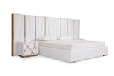 Nixa Modern White Bonded Leather & Gold Bed