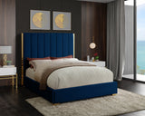 Becca Navy Velvet Queen Bed