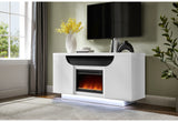 Aileen White 66" Ent Unit with LED, Speakers, Crystal and Pop-Up Doors