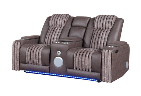 U8000 Pwr Console Rec Loveseat with PHR, LED and Speaker