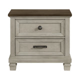 Farmington 2-Drawer Nightstand with USB in Medium Brown and Washed Stone