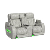 Prime Time P3 3PC Living Room Set with 7 Colors LED in Leather Gel Light Grey-Sofa, Loveseat & Recliner