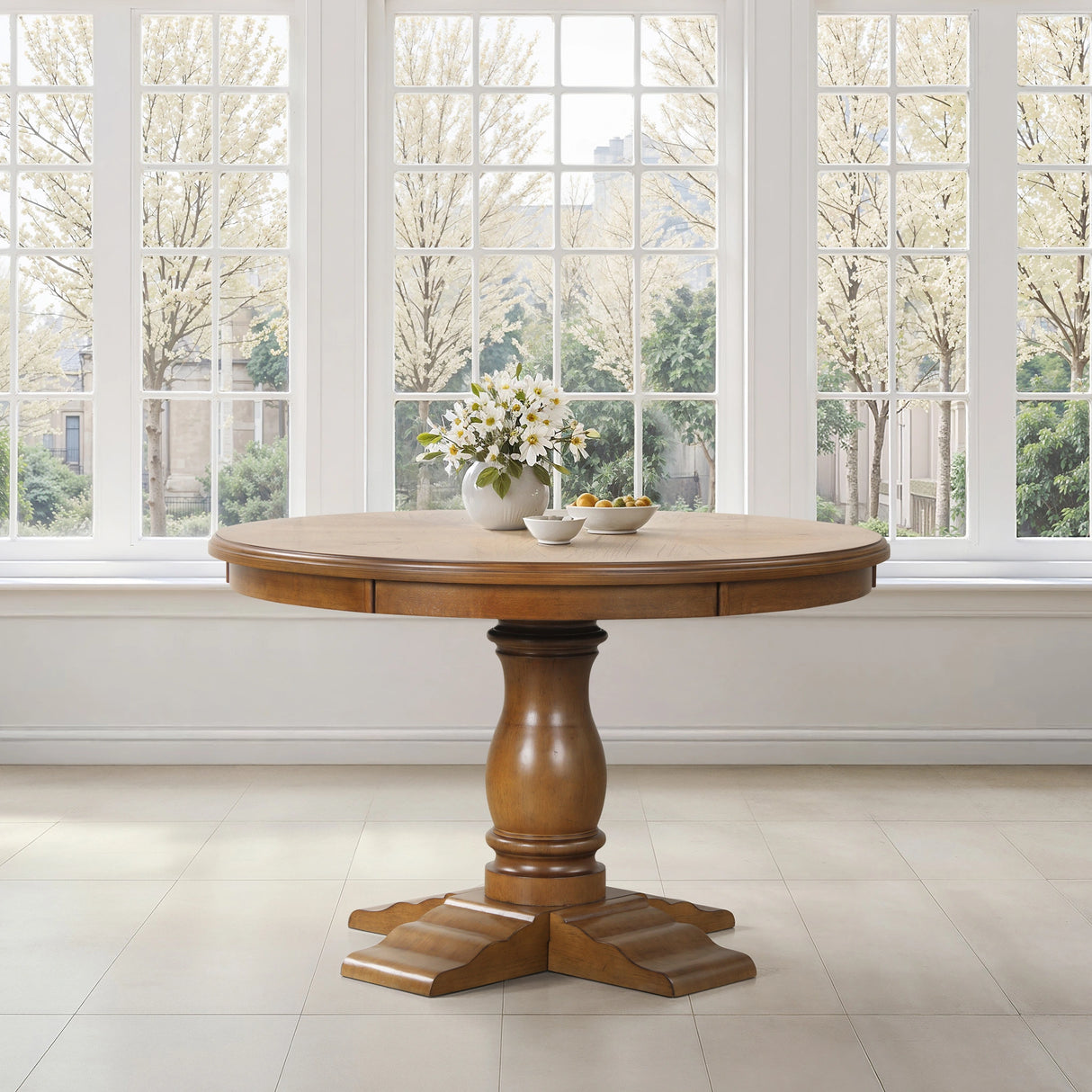 Sunset 48" Round Dining Table-Brown