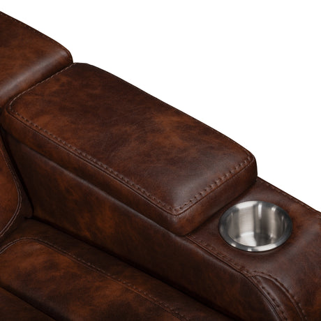 Chester Reclining Sofa W/Pwr Hr & Fr-Brown