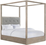 Elements International Arcadia King Upholstered Canopy Bed in Grey