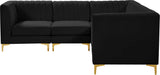 Alina Black Velvet Modular Sectional
