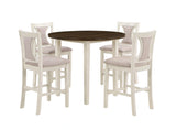 HUDSON 42" ROUND COUNTER TABLE & 4 CHAIR SET-BROWN/CREME