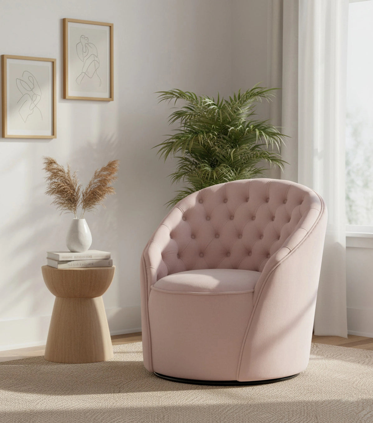 Alessio Pink Velvet Accent Chair
