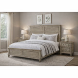 Whit-Ash Bedroom Set with 2 Nightstands in Light Grey