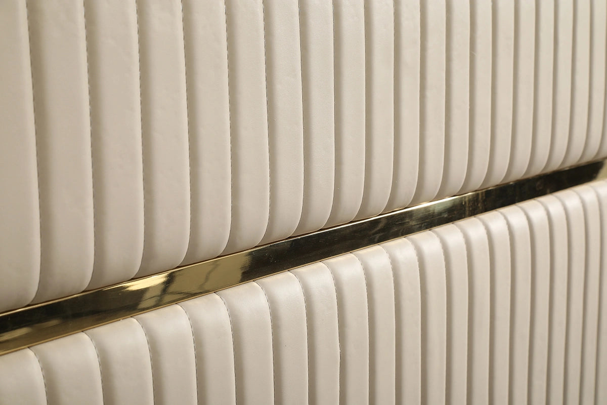 Sterling Modern Beige Bonded Leather & Gold Bed