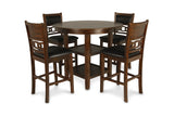 Gia 5 Pc 42" Round Counter Dining Table & 4 Chairs-Brown