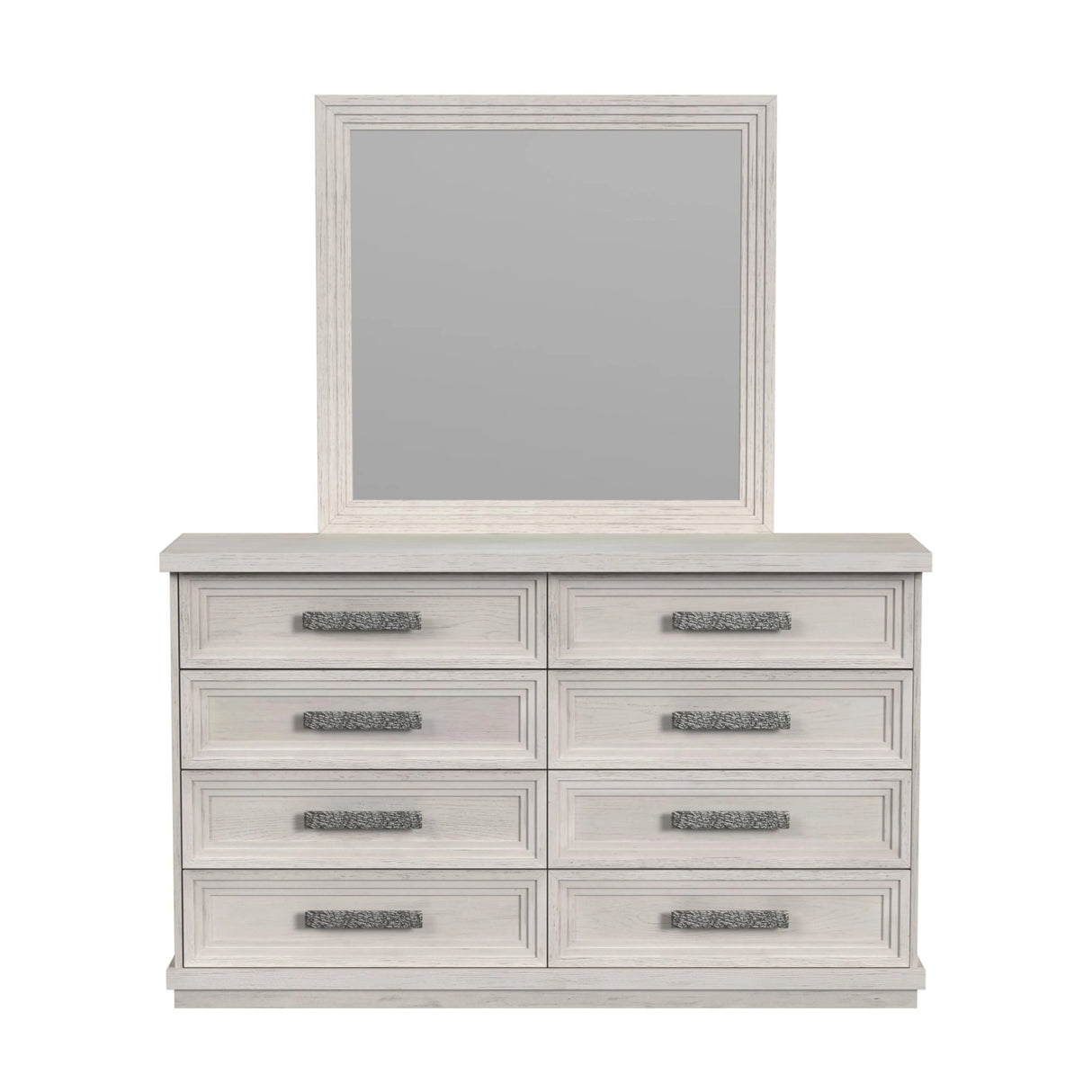 Avalanche Dresser and Mirror Set in Antique White