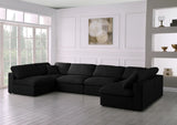 Serene Black Linen Fabric Deluxe Cloud Modular Sectional